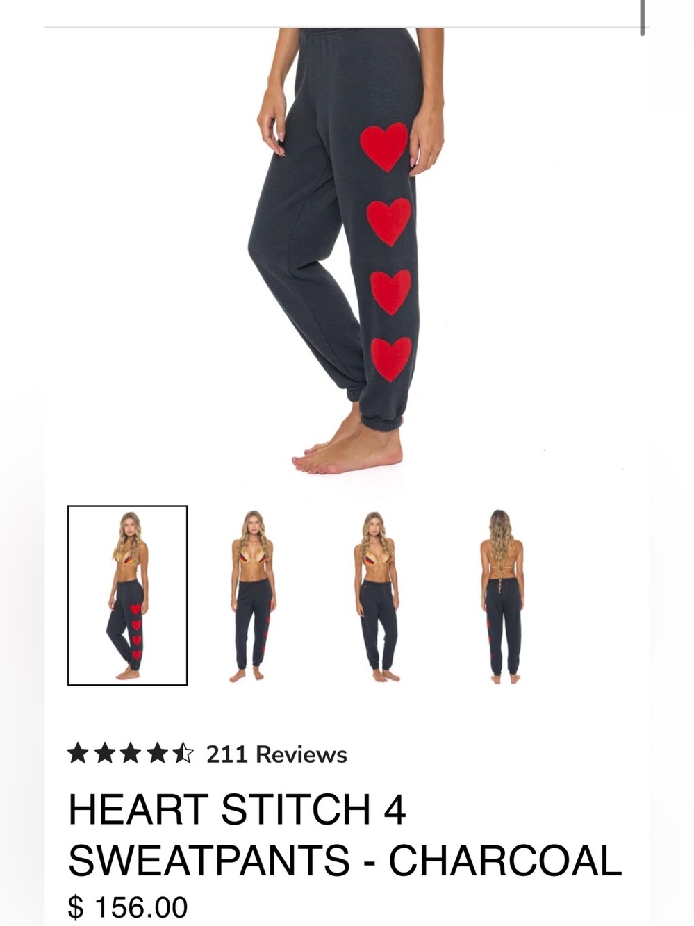 Aviator Nation Charcoal Track Pants with Red Heart Stitch